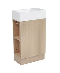 Sillysis Bathroom Vanity with Sink, Mdf Storage Cabinet, Two-Tier Shelf & Left or Right Orientation for Small Bathrooms