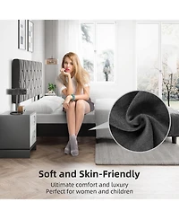 gaomon King Platform Bed Frame Upholstered Headboard Adjustable Fabric Diamond Pattern Soft Fabric Wood Slat Support