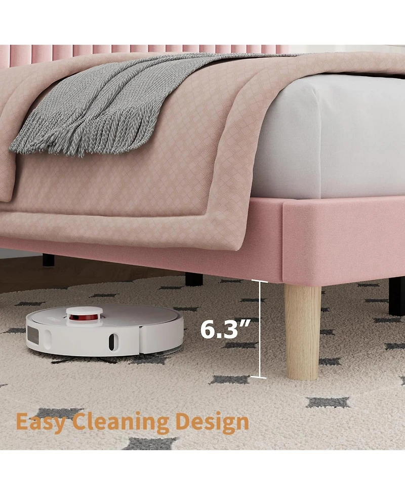 gaomon Bed Frame with Adjustable Headboard, Velvet Upholstered Platform Bed Frame Full Size, Strong Wooden Slats, No Box Spring Needed, Easy Assembly