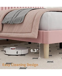 gaomon Bed Frame with Adjustable Headboard, Velvet Upholstered Platform Bed Frame Full Size, Strong Wooden Slats, No Box Spring Needed, Easy Assembly