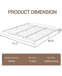 gaomon King Low Bed Frame 6 Inch Heavy Duty Metal Platform Mattress Foundation Noise-Free No Box Spring Easy Assembly