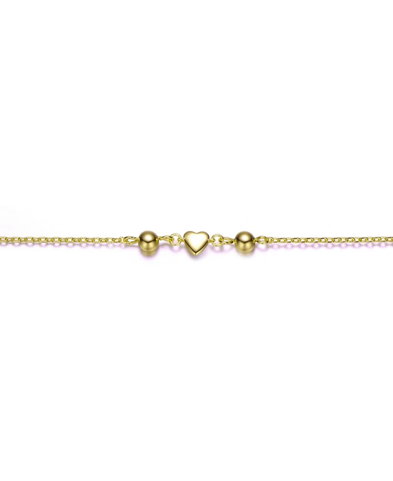 GiGiGirl Kids 14k Gold Plated Tiny Heart & Pearl Station Charm Bracelet