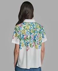 Karl Lagerfeld Paris Petite Printed Short-Sleeve Shirt