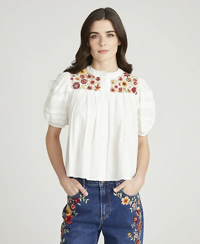 Driftwood Women's Short-Sleeve Floral Blouse