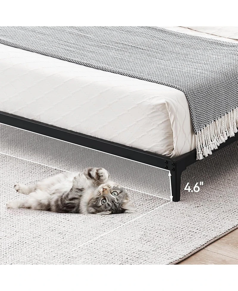 gaomon 6 Inch Low Bed Frame with Steel Slat Support, Low Profile Full Metal Platform Bed Frame No Box Spring Needed