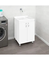 Fm Furniture Demolotion Utility Sink Cabinet with Dual Compartments and Storage, Modern Design