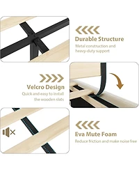 gaomon Platform Bed Upholstered Headboard Footboard Strong Wooden Slats No Box Spring Required