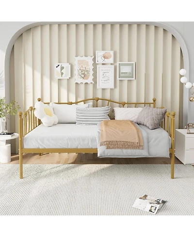 gaomon Twin Daybed Frame Metal Platform Sofa Bed Headboard Storage No Box Spring Heavy Duty Steel Slats