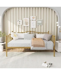 gaomon Twin Daybed Frame Metal Platform Sofa Bed Headboard Storage No Box Spring Heavy Duty Steel Slats