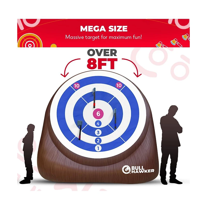 Swooc Xl Bull Hawker | Giant Axe Darts (Over 8ft Tall) w/ 15+ Games | Axe Throwing Game for Backyard w/ Air Pump | Outdoor Fun