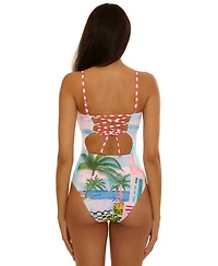 Becca Women's Miami Beach Colette Bandeau Neck One-Piece Swimsuit