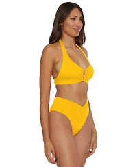 Becca Women's V-Neck Halter Swim Top