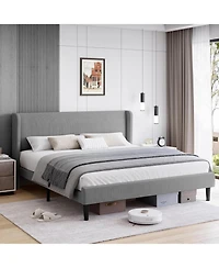 gaomon Queen Bed Frame with Headboard, Upholstered Platform Bed with Wood Slat Support, Sturdy Support Feet