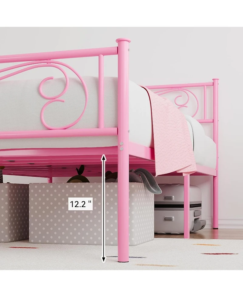 gaomon Bed Frame with Headboard and Footboard for Girls, Metal Platform Steel Slat Support, Mattress Foundation Storage