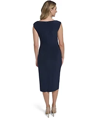 Jessica Howard Women's Side Ruche Buckle Boat Neck Dress