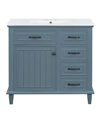 Sillysis 36" Bathroom Vanity with Ceramic Sink, Flip Drawers and Adjustable Shelf