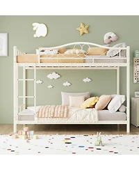 gaomon Over Twin Metal Bunk Bed with Ladder Guardrails Heavy Duty 400 Lbs No Box Spring Easy Assembly