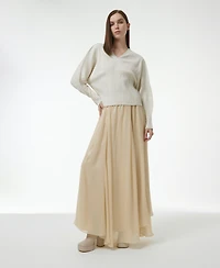 Leem Women's Elasticated Waist Asymmetric Skirt