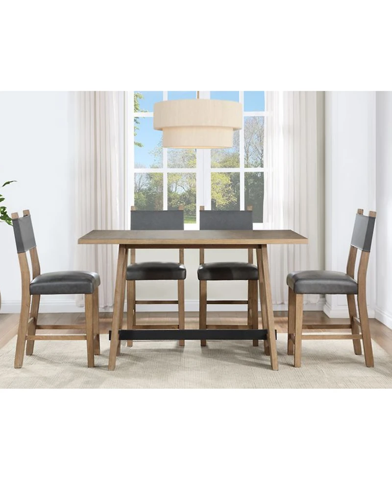 Macai 5-Pc. Wood Dining Set (Counter Height Table + 4 Counter Height Chairs)
