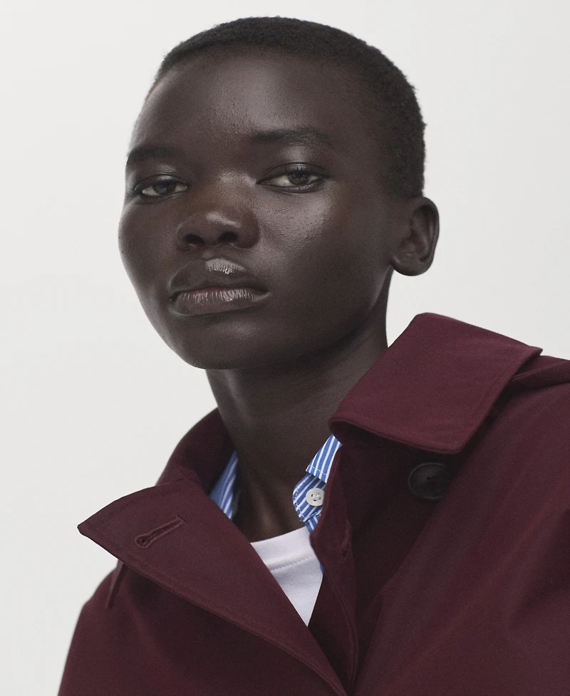 Mango Women's Double-Breasted Hood Trench Coat