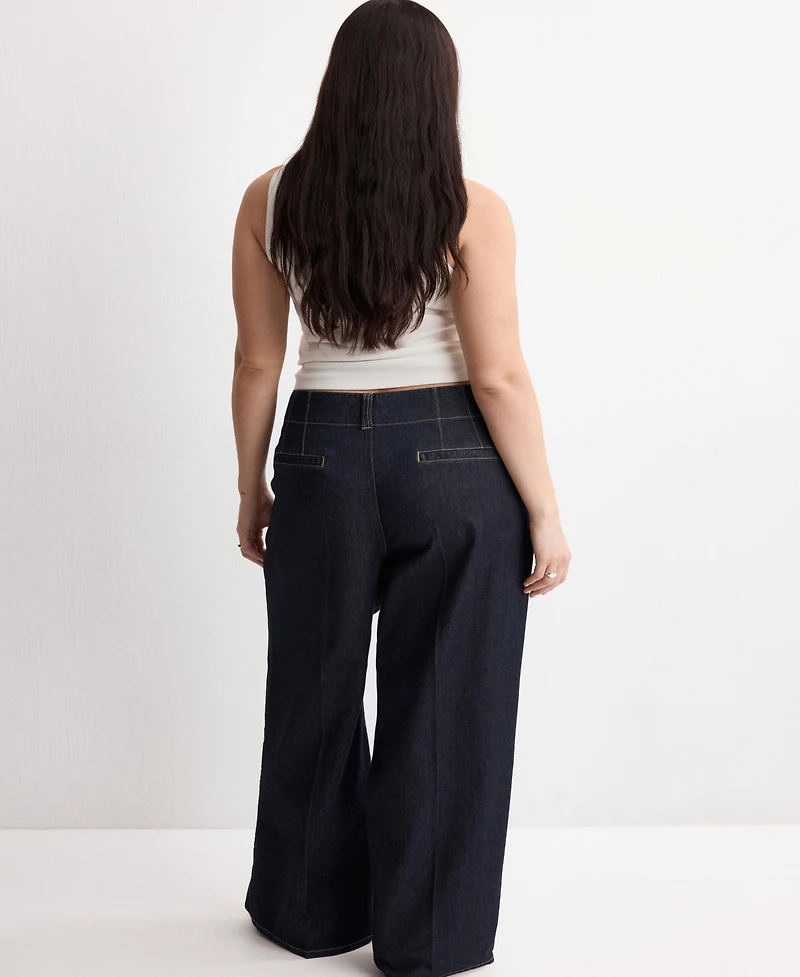 Mango Women's Wide Leg Mid-Rise Jeans