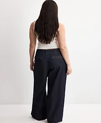 Mango Women's Wide Leg Mid-Rise Jeans