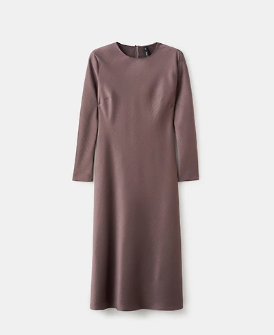 Mango Women's Long Satin Textured Dress