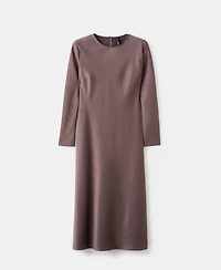 Mango Women's Long Satin Textured Dress