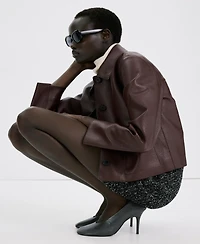 Mango Women's Faux-Leather Pockets Jacket