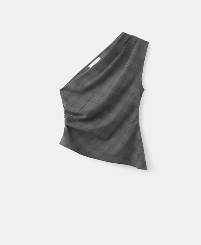 Mango Women's Asymmetrical Check Top