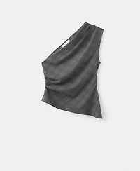 Mango Women's Asymmetrical Check Top