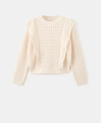 Mango Women's Ruffles Openwork Knitted Sweater
