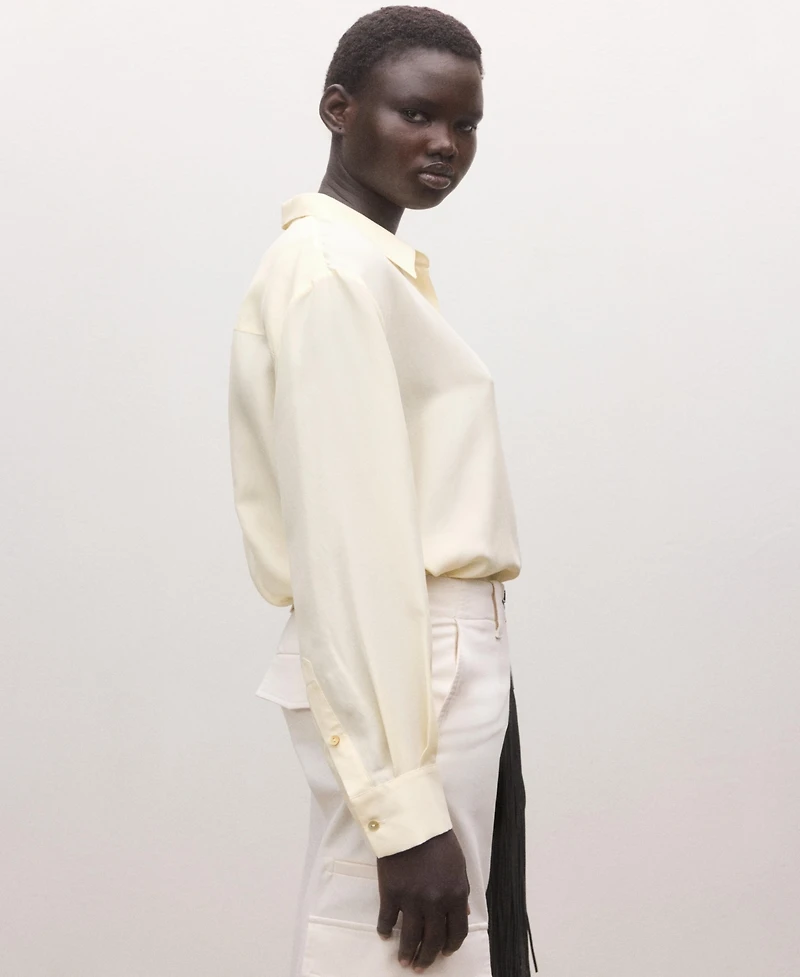 Mango Women's Silk Concealed Buttons Blouse