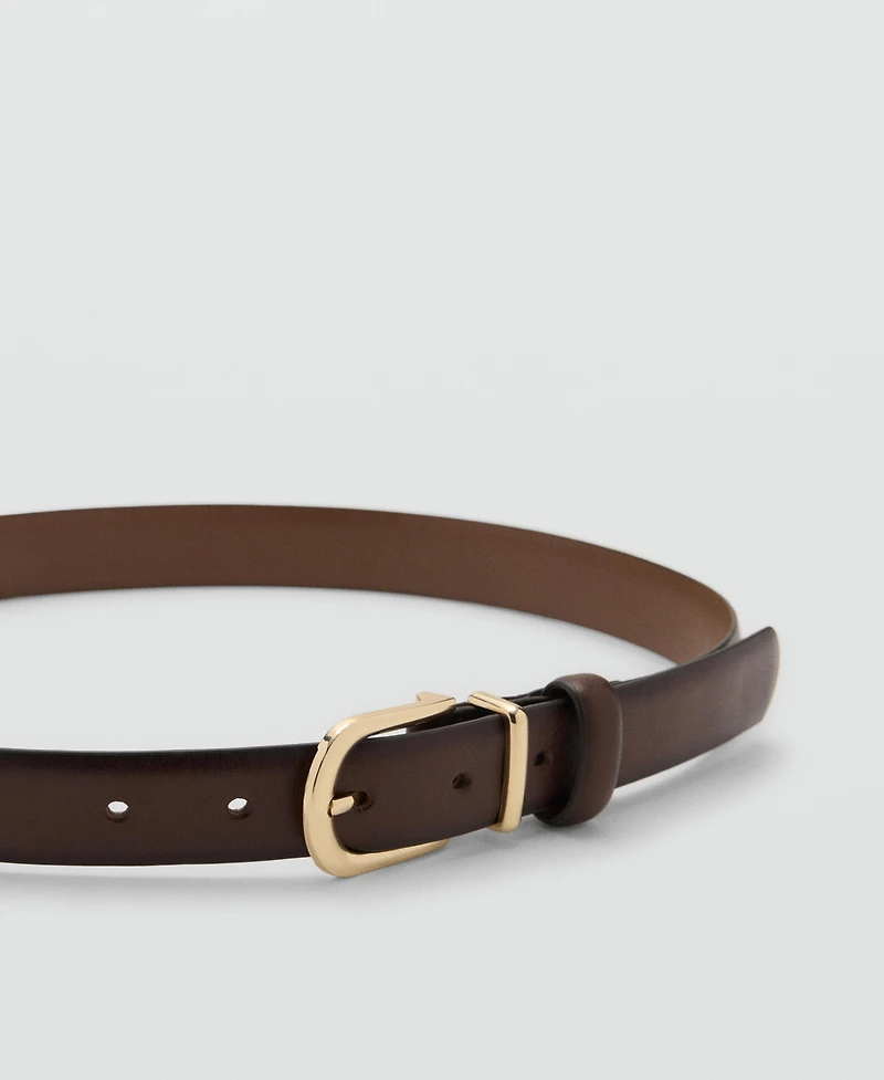 Mango Women's Buckle Leather Belt