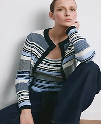 Mango Women's Stripped Knit Cardigan