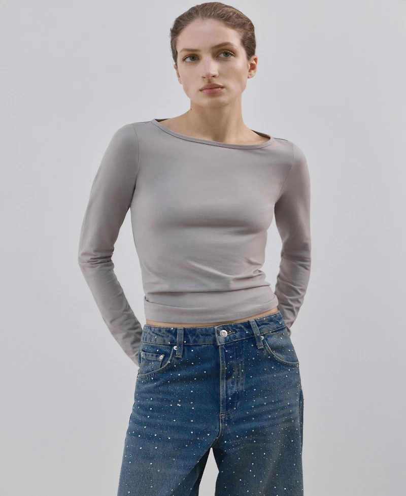 Mango Women's Rhinestones Wide Leg Jeans