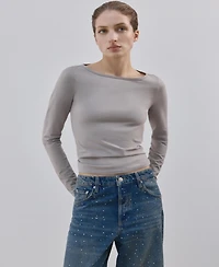 Mango Women's Rhinestones Wide Leg Jeans