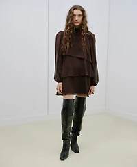 Mango Women's Ruffles Polka-Dot Dress