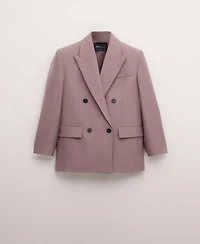Mango Women's Double-Breasted Wool Suit Jacket
