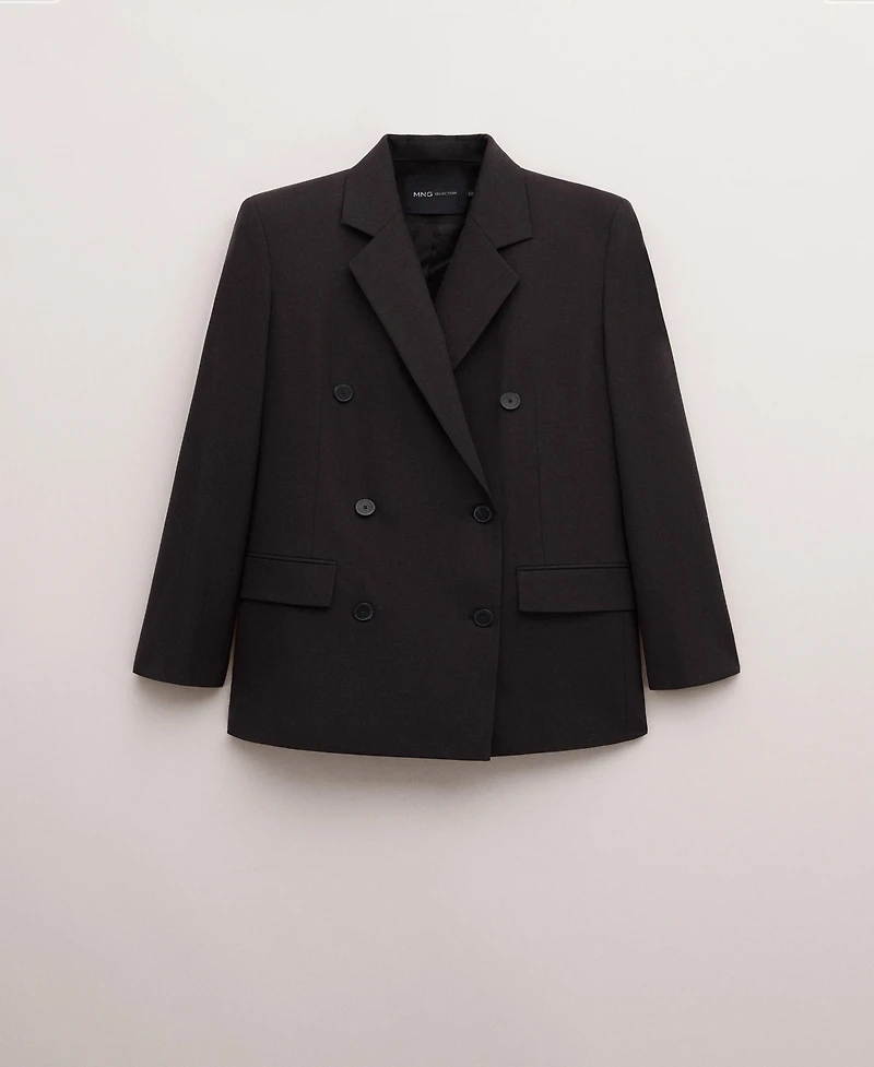 Mango Women's Double-Breasted Wool Suit Jacket