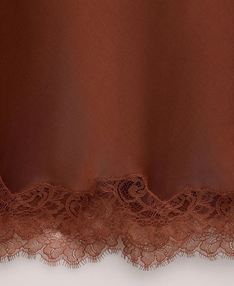 Mango Women's Asymmetrical Satin Lace Dress