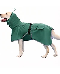 Aronkl Adjustable Hooded Raincoat for Medium Large Dogs with Reflective Edges