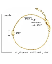 Inez Initial Bracelet/Anklet - 18K Gold Plated Sterling Silver