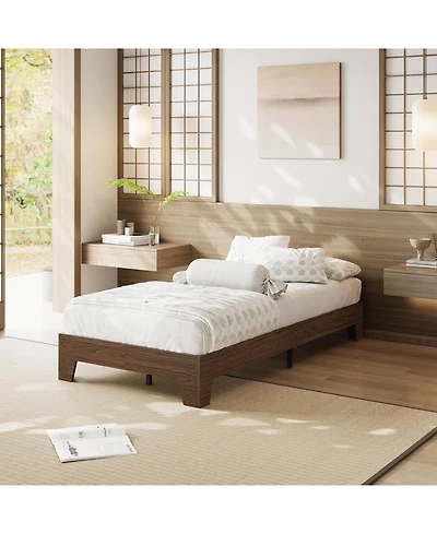 gaomon Twin Xl Platform Bed Frame Underbed Storage Clearance Wood Metal Slat No Headboard No Box Spring Easy Assembly