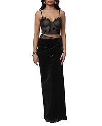 Jluxlabel Women's Velvet And Lace Maxi Skirt