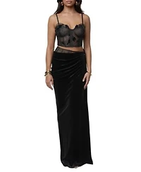 Jluxlabel Velvet Lace Bustier Maxi Skirt