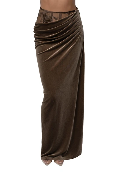 Jluxlabel Women's Velvet And Lace Maxi Skirt