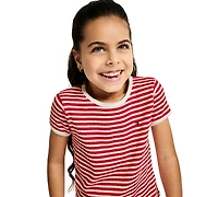 Tommy Hilfiger Girls' 4-6X Crewneck T-Shirt and Front Waist Skort, 2-Piece Set