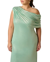 Adrianna Plus Size Foiled One-Shoulder Ball Gown