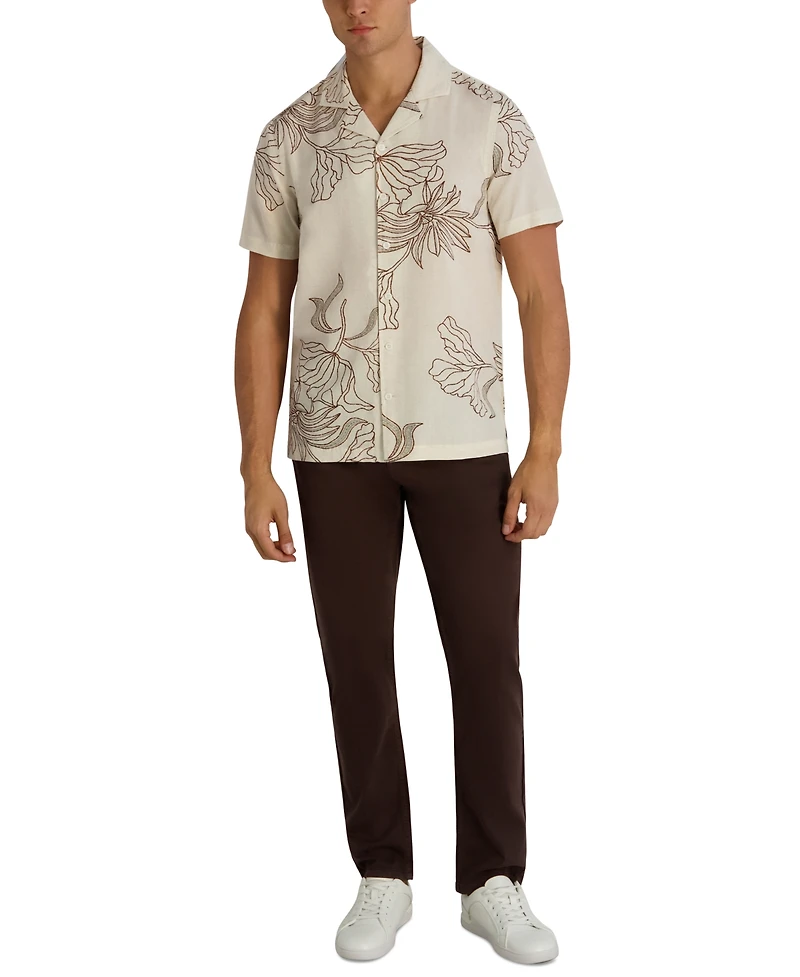 Karl Lagerfeld Paris Men's Regular-Fit Short-Sleeve Printed Floral Shirt